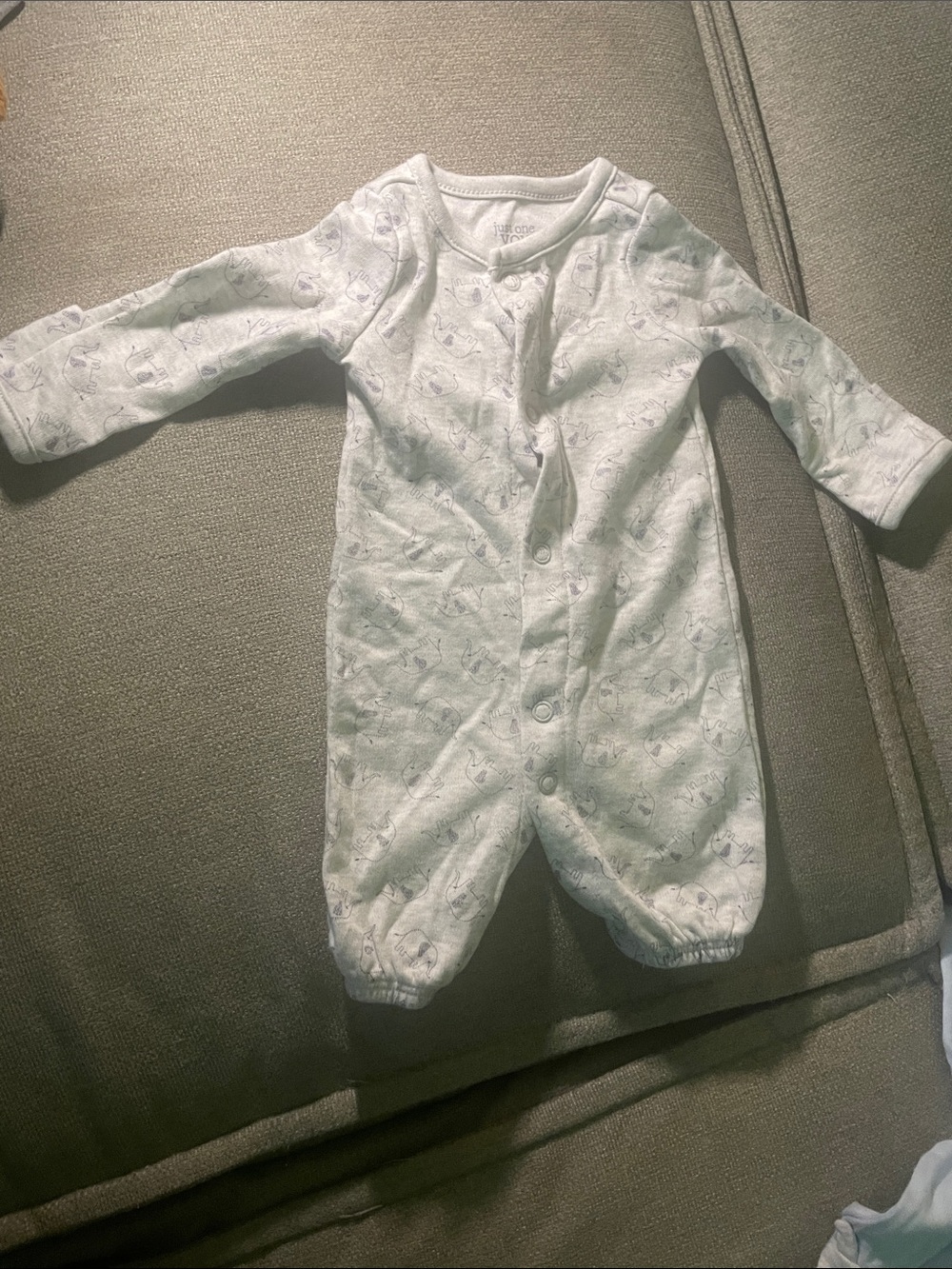 Preemie Carters Just One You Baby White Printed Footed Sleep Sack - Soft Cotton